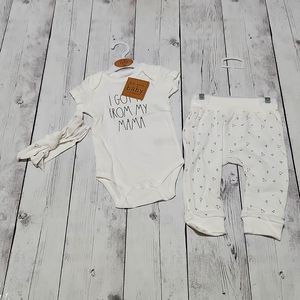 NWT Rae Dunn I GOT IT FROM MY MOMMA baby outfit size 6-9 months
